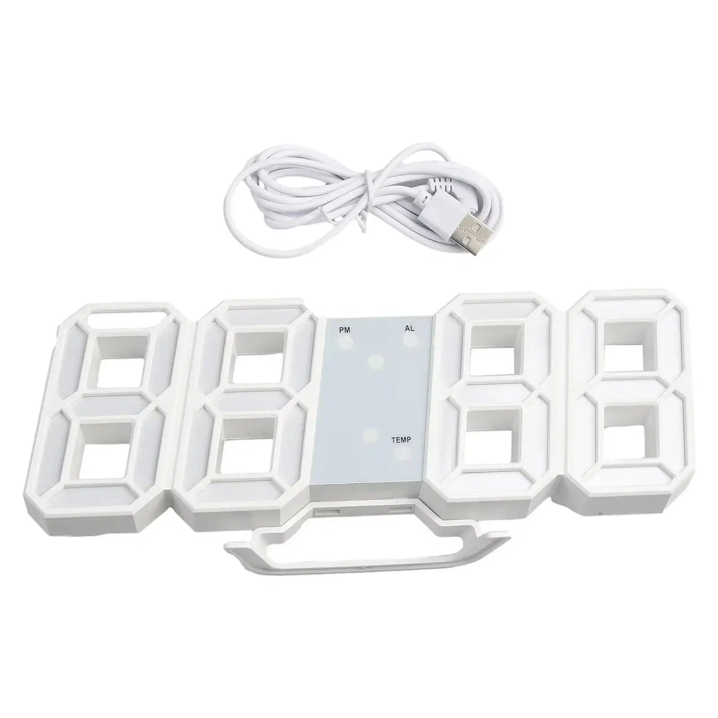LED Wall Clock 23.5*9.3*1.8Cm Oversize 3D Modern Digital 24/12 Hour Display Timer Alarm Home USB Brightness Adjustable