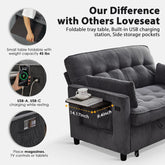 55-Inch Convertible Sleeper Sofa with USB Charging, Fold-Out Table & Corduroy Fabric Jonine&