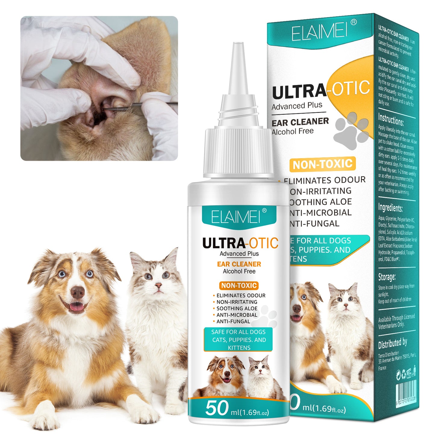 Pet Ear Cleaner Solution 50ml — Gentle Ear Care for Dogs & Cats
