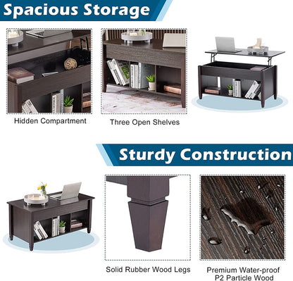 The Table That Does More  Lift Top Coffee Table with Hidden Compartment &amp; Open Shelves