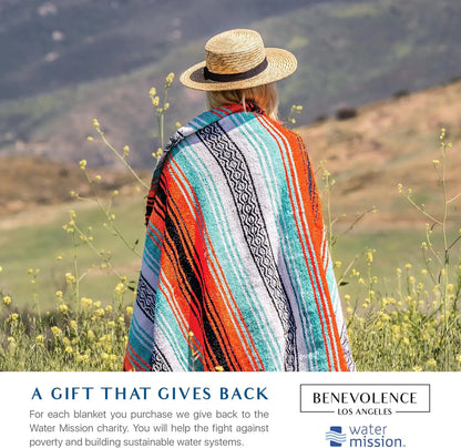 Authentic Handwoven Mexican Blanket - Yoga Blankets, Outdoor, Picnic, Beach, Camping - Equestrian Saddle - Serape 50X70 Inches - Bright Mandarin, Pack of 1