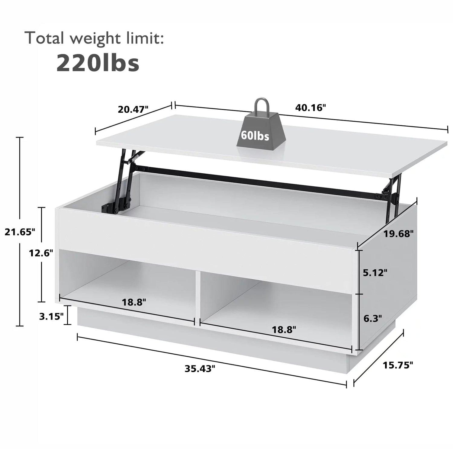 Light Up the Room — LED Lift Top Coffee Table with Hidden Storage in High Gloss White