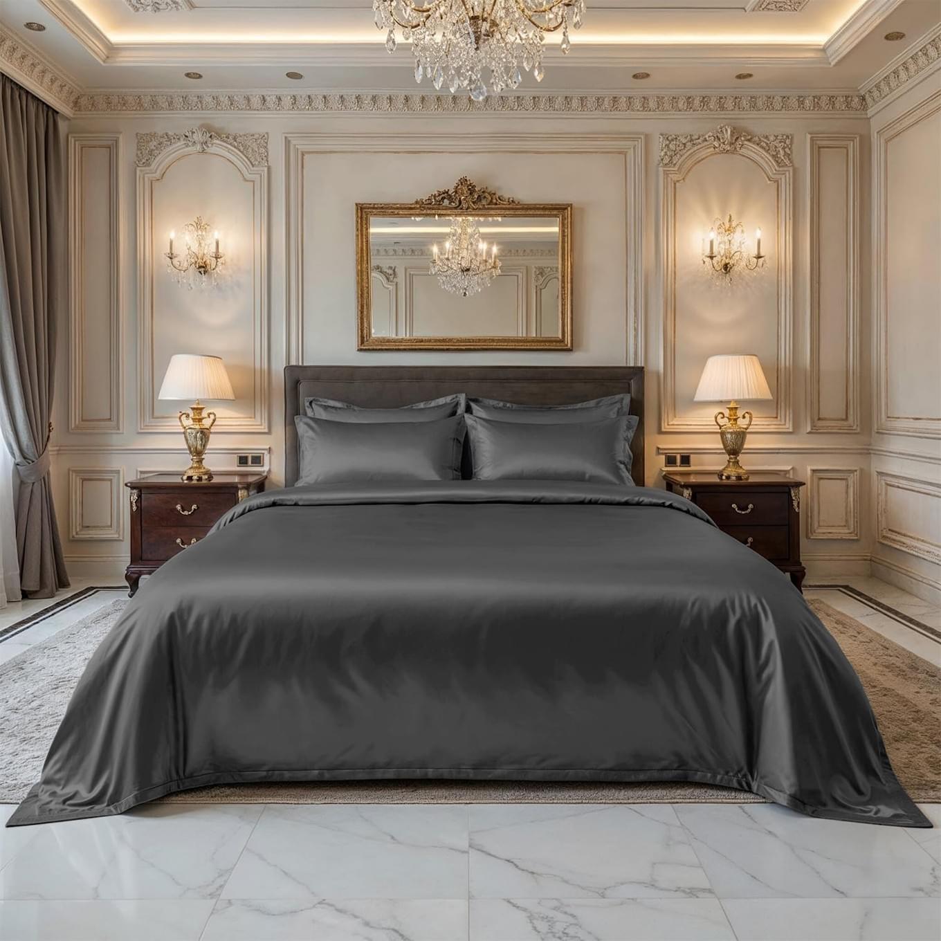 Bamboo Silk Bed Sheet Set — Grey King