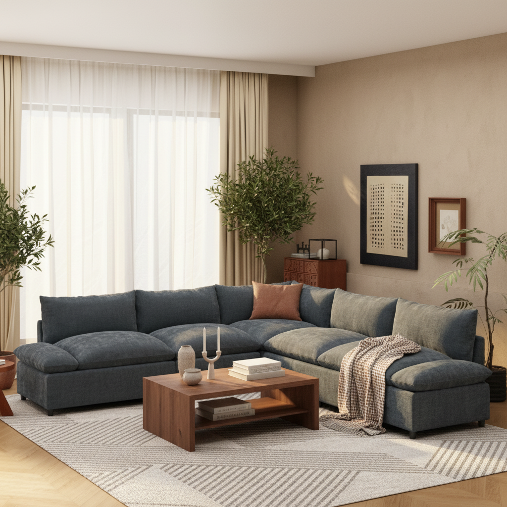 Modular Deep Gray Sectional Sofa with Storage