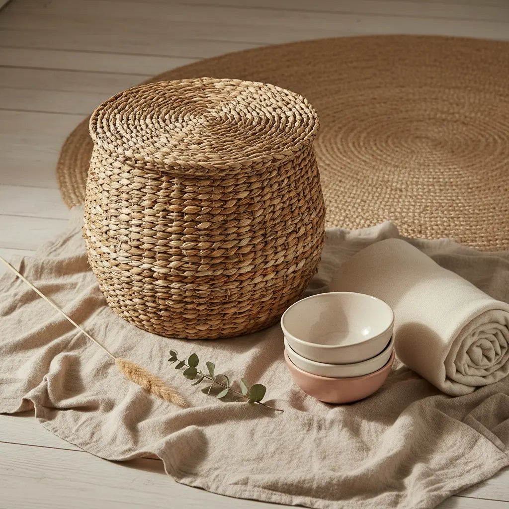 Handwoven Hyacinth Storage Basket