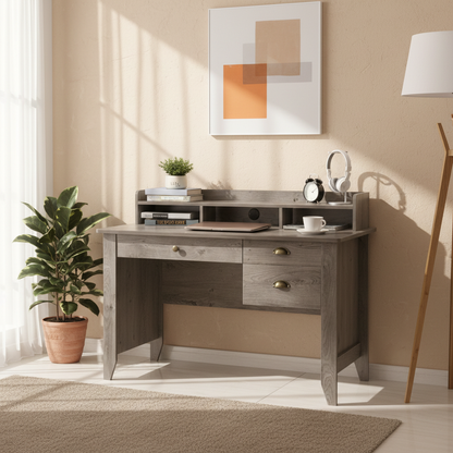 Modern Home Office Desk with Drawer &amp; Storage