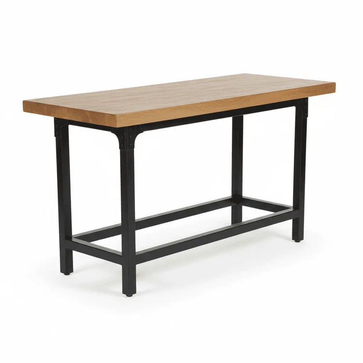 Counter-Height Industrial Bar Table – 47" Black Oak, Metal Frame Jonine’s Corner