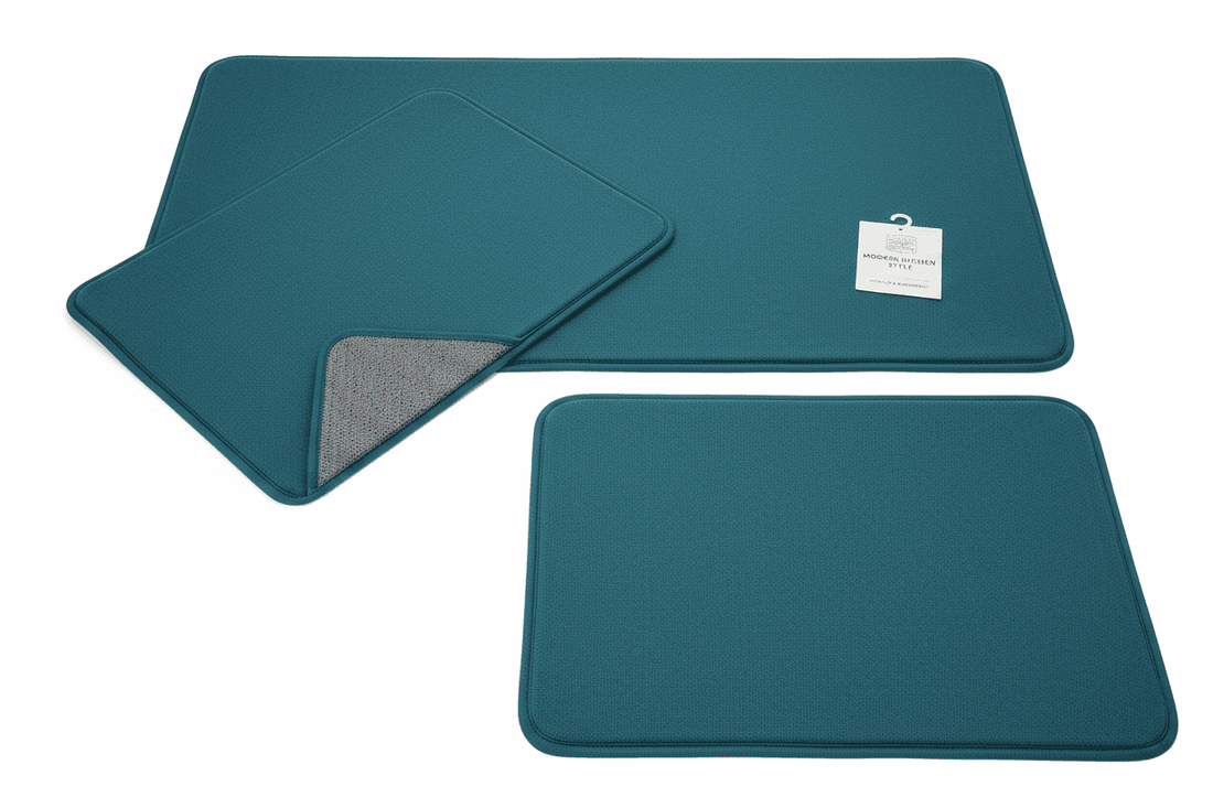 Cushioned Anti-Fatigue Kitchen Mat Set – 2-Piece, Teal (17x29 &amp; 17x59)