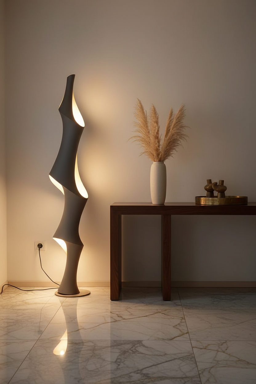 Art Deco Sculptural LED Floor Lamp  Modern Ambient Lighting for a Calm, Elevated Space