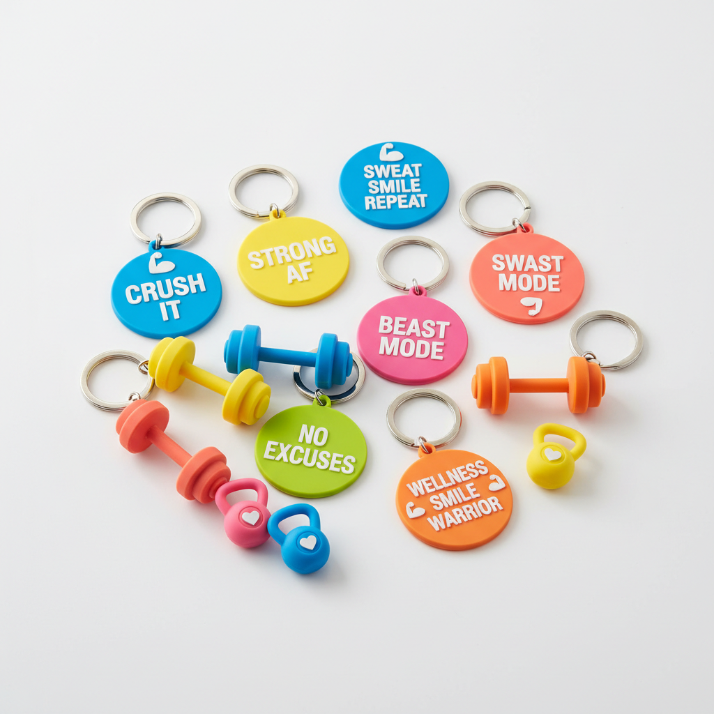 Motivational Fitness Keychain — Colorful Gym Bag Charm &amp; Workout Gift