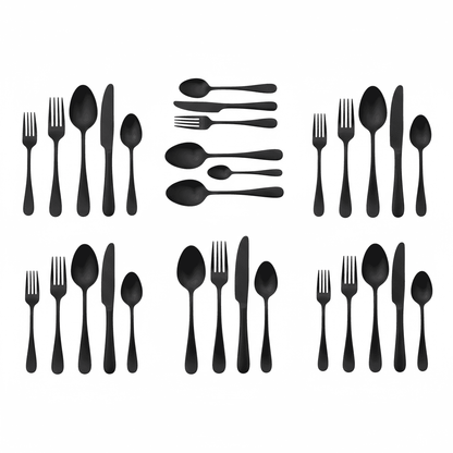 Matte Black Flatware Set – 20-Piece Stainless Steel, Service for 4
