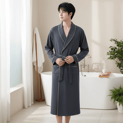His Moment to Unwind — 100% Cotton Kimono Bathrobe for Men