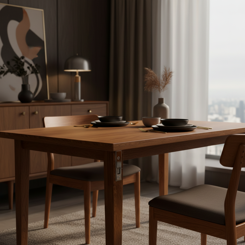 Power at the Table — Dark Luxury Mid-Century Dining Table