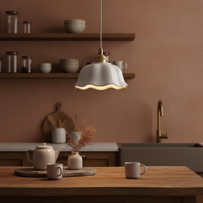 Nordic Copper &amp; Ceramic LED Pendant Light — Modern Hanging Lamp for Kitchen, Bedroom &amp; Cafe
