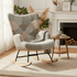 Modern Patchwork Rocking Chair Macaron Edition with multicolor fabric and solid wood legs