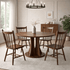 47" Round Walnut Dining Table with 4 Windsor Spindle Back Chairs 5-Piece Dining Set-0