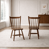 47" Round Walnut Dining Table with 4 Windsor Spindle Back Chairs 5-Piece Dining Set-4