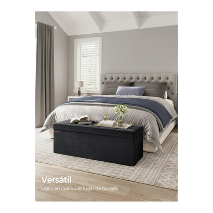 Foldable Storage Ottoman Bench – 110 cm Velvet Cube with 131L Storage &amp; 300 kg Capacity