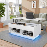 Light Up the Room — LED Lift Top Coffee Table with Hidden Storage in High Gloss White Jonine’s Corner